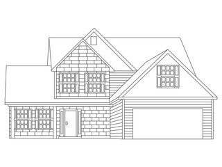 Hand-drawn house illustration for coloring pages. Perfect for children and adults who enjoy creative activities. High-resolution, detailed black-and-white outline