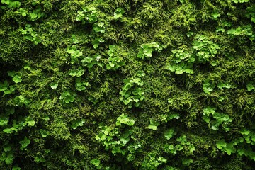 Fototapeta premium Lush Green Moss Wall: A Textured, Natural Botanical Image