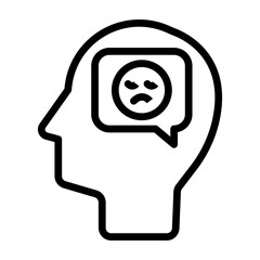 Negative Thought Bubble Vector Line Icon Design