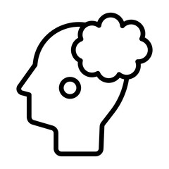 Thought Cloud Vector Line Icon Design