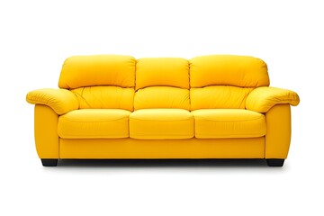 Fototapeta premium Isolated yellow sofa on white background for home interior design and furniture