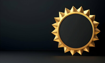 Golden Decorative Sun Frame on Dark Background for Art Display