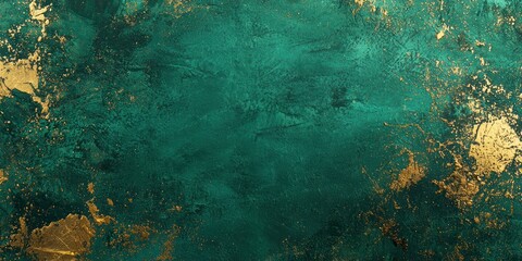 A rich emerald green background with deep textures and gold highlights