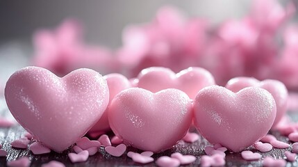 Fototapeta premium Delicate pink hearts on a dark surface