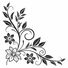 a black and white floral design on a white background 