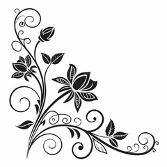 a black and white floral design on a white background 