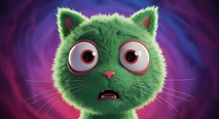 Green Furry Monster with Big Eyes