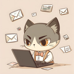 A Busy Cat Working on Laptop, Emails and Documents