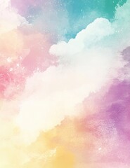 Pastel Watercolor Sky Clouds Background