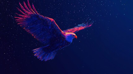 Majestic cosmic eagle soaring through a starlit night sky illustration
