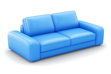 Obraz premium Blue sofa illustration on white. 3D rendering. Home interior element. Object for furniture store