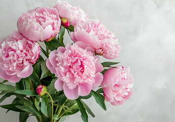 Pink Peonies Bouquet on Neutral Background for Elegant Decor