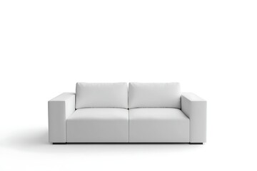 Modern white leather sofa on a clean white background; interior design element