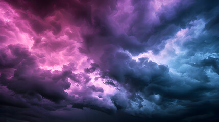 Obraz premium Soft glowing twilight sky with a blend of pink and purple hues, dreamy cloud formations, fantasy scenery, abstract atmospheric digital art.