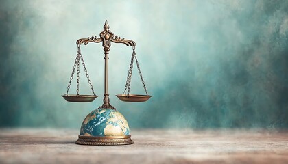 Global Justice Scales on Globe.