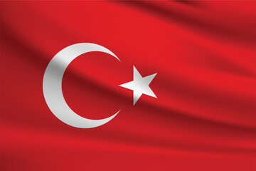 Vector flag of Turkey.  Turkey waving flag background.