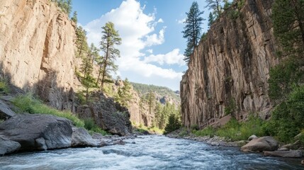 Obraz premium Serene River Gorge: A Breathtaking Natural Landscape