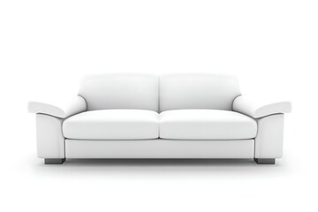 Fototapeta premium Modern white sofa in a living room on a bright white background, suitable for design