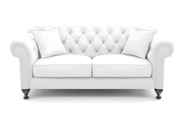 White sofa in a studio, isolated on a white background, ready for interior design