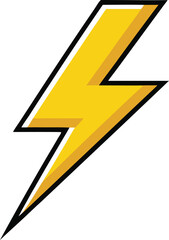 Vector illustration of bold yellow lightning bolt, A vector illustration of a bold yellow lightning bolt, symbolizing energy, power, and electricity with a modern, dynamic design.
