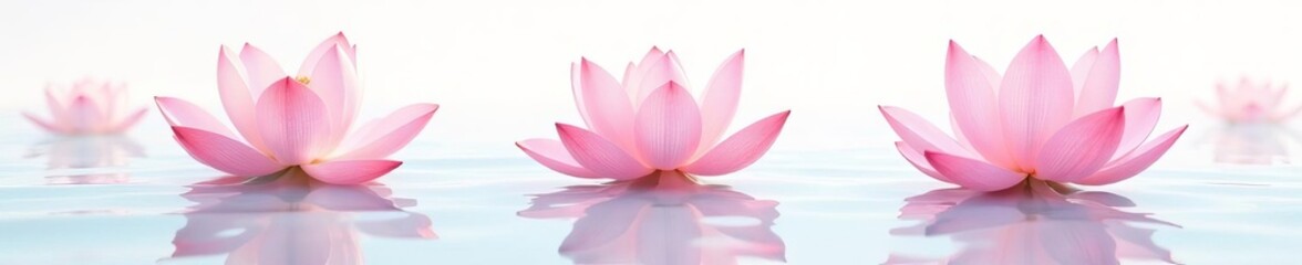 Fototapeta premium Exquisite lotus flower pattern in soft pastel colors on a white background, flower, vector, elegant