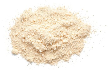 Fine sand scattered, isolated on pure white background, brochure, material