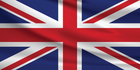 Vector flag of United Kingdom. United Kingdom waving flag background.