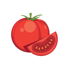 Vector illustration of tomato, chili and broccoli vegetables isolated on white background.