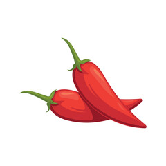 Vector illustration of tomato, chili and broccoli vegetables isolated on white background.