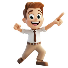 Cheerful Cartoon Businessman Pointing