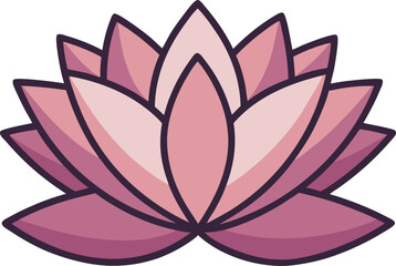 Pink Lotus Flower Vector Illustration, A soft pink lotus flower vector illustration with layers of petals, symbolizing purity, calm, and spiritual growth.

