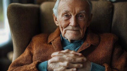 Elderly man receives loving support and encouragement from caring granddaughter in cozy home setting