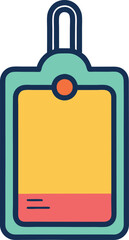 Colorful Luggage Tag Icon Design, A bright and colorful luggage tag icon with vibrant colors, ideal for travel or identification purposes.
