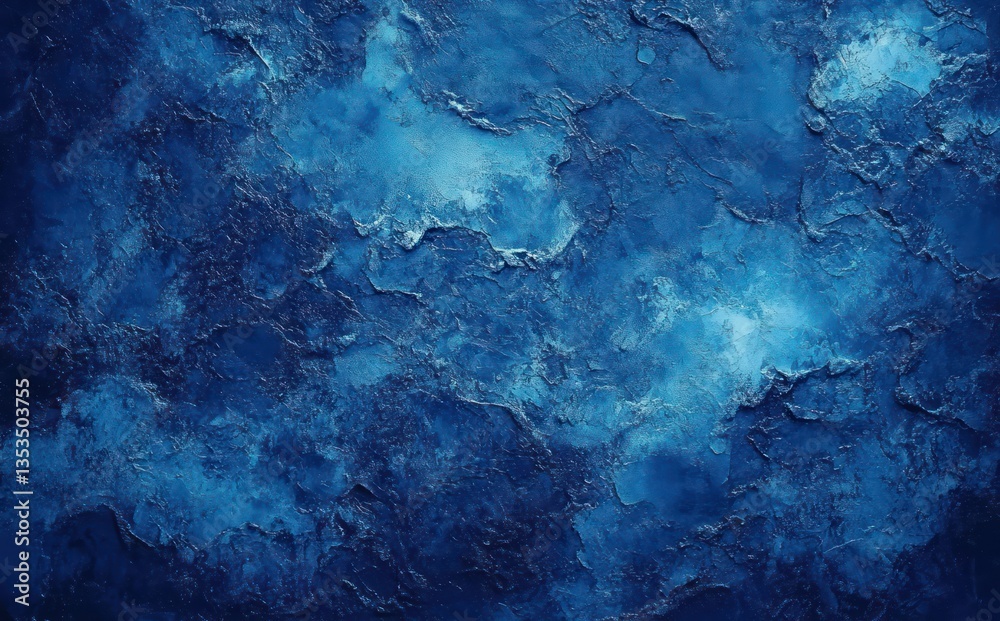 Poster Abstract Blue Ocean Texture Impressionist Background with Deep Blue Hues and Soft Brush Strokes for Grunge Wallpaper