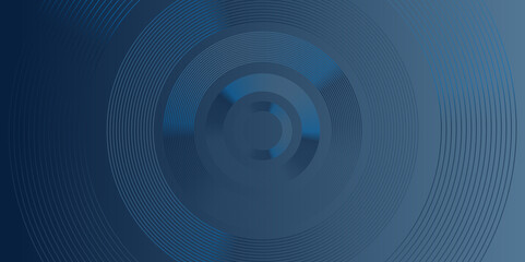 Abstract blue circle lines on deep blue background. Vector abstract background with gradient color and dynamic shadow on background. Vector background for wallpaper.