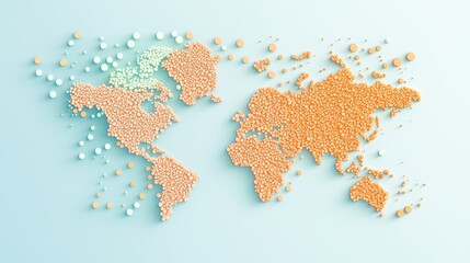 Fototapeta premium Artificial Intelligence and Machine Learning World map with data visualizations showing AI development and adoption, blue background, illustrating global machine learning advancements