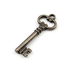 old antique skeleton key isolated on a white background