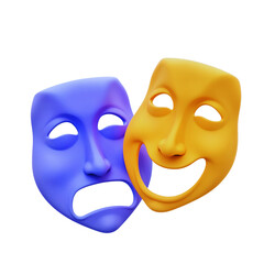 Duality of emotions represented by colorful masks