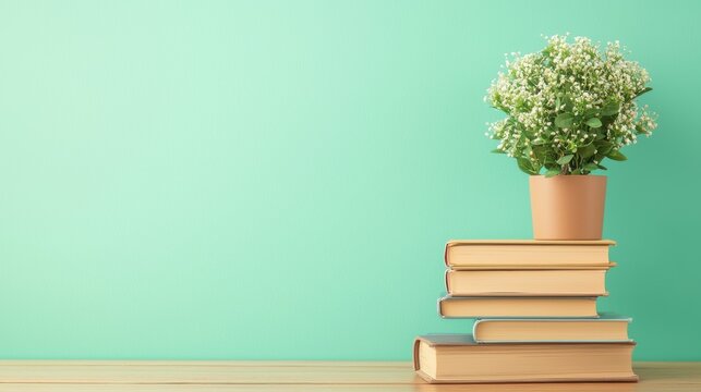 Book on a Desk or Table Stack of textbooks on a student desk, creating a sense of academic focus and dedication