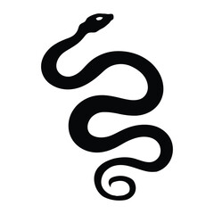 Naklejka premium Snake Silhouette, Vector, Icon, Logo, White Background.