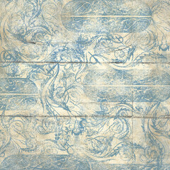 Floral ornament with swirl pattern, seamless paper  fabric