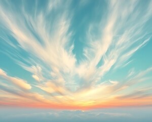 Obraz premium Sunset Cloudscape: Aerial View for Pastel Hues.
