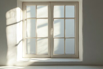 Fototapeta premium Sunlit Window: A Serene Minimalist Paned Window Scene