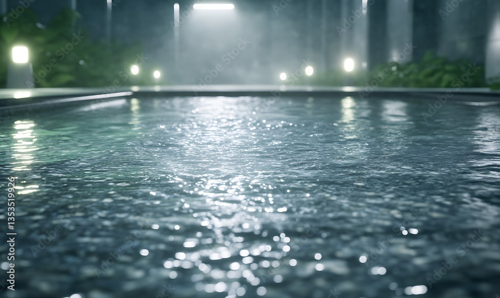 Aufkleber A tranquil scene of water reflecting soft lights in a misty atmosphere.