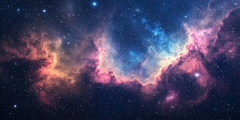 Obraz premium A surreal cosmic sky with colorful nebula clouds and thousands of twinkling stars
