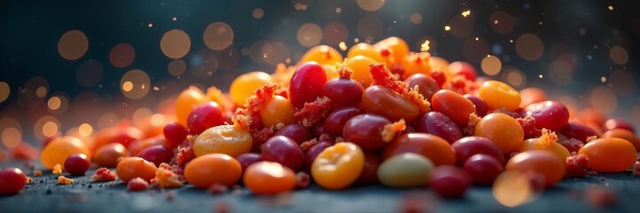 Close up of magical beans bursting with energy, growth, vitality, organic
