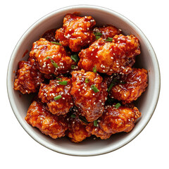 Crispy, saucy chicken bites in a bowl (1)