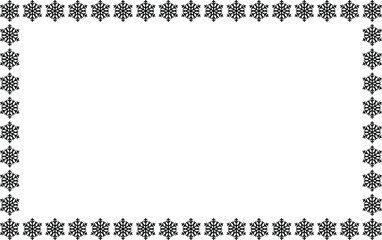 Frame with snowflakes. Winter. Christmas. Line drawing. Black. Vector illustration.	