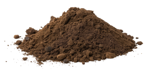 Brown soil pile used for gardening and landscaping in a home environment