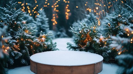Winter Wonderland: Snowy Christmas Trees with Festive Lights